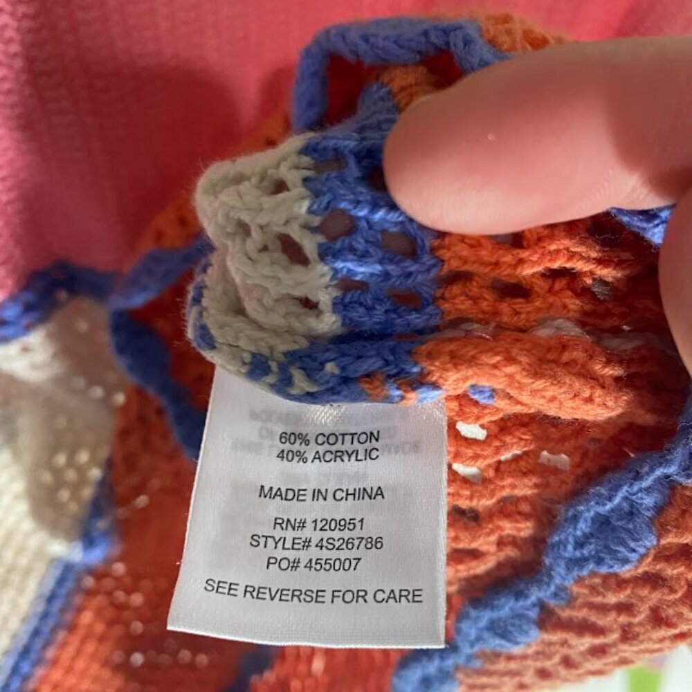 Hippie Rose Multicolored Striped Crochet Sweater - Picture 5 of 5